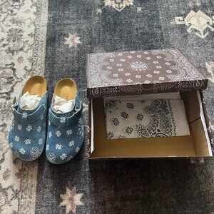 Bravest Studios Denim Paisley Mule Clog